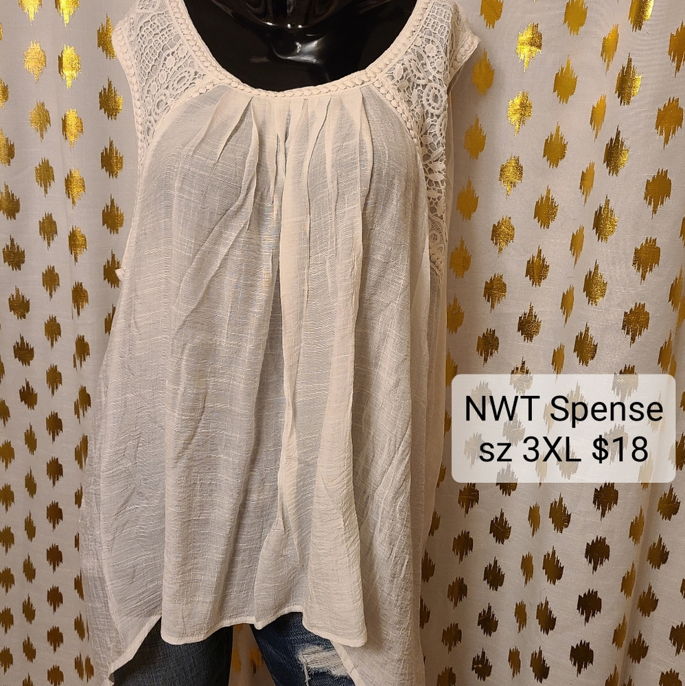 Spense sleeveless white Tunic Blouse size 3X